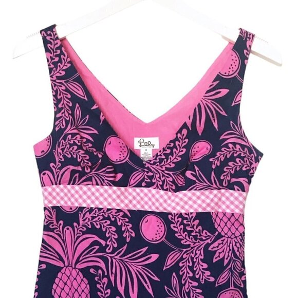Lilly Pulitzer navy/ pink pineapple print top, 0 - Picture 3 of 11